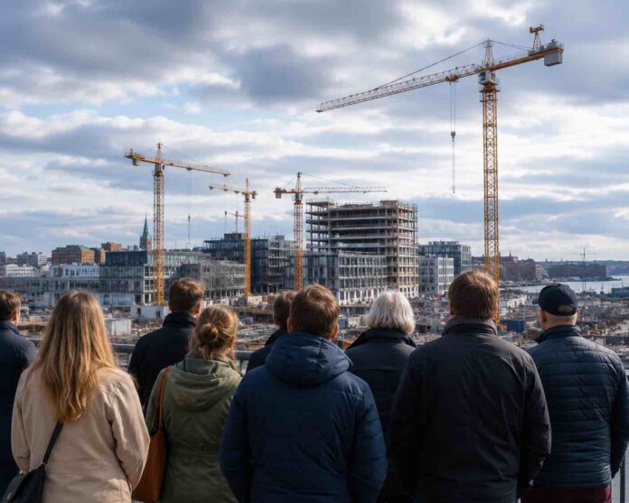 Rakennuskuva, kerrrostalo, ihmiset, politiikka
